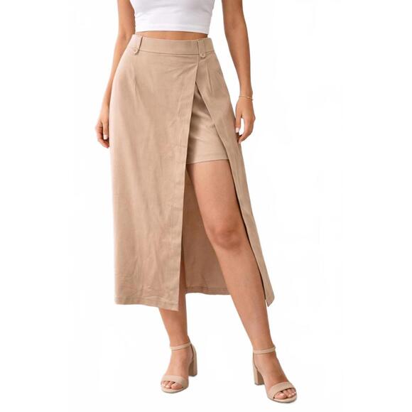Halara Dresses & Skirts - NWT Halara 2-In-1 Wrap Midi Skirt Built In Shorts High Waisted Size Large